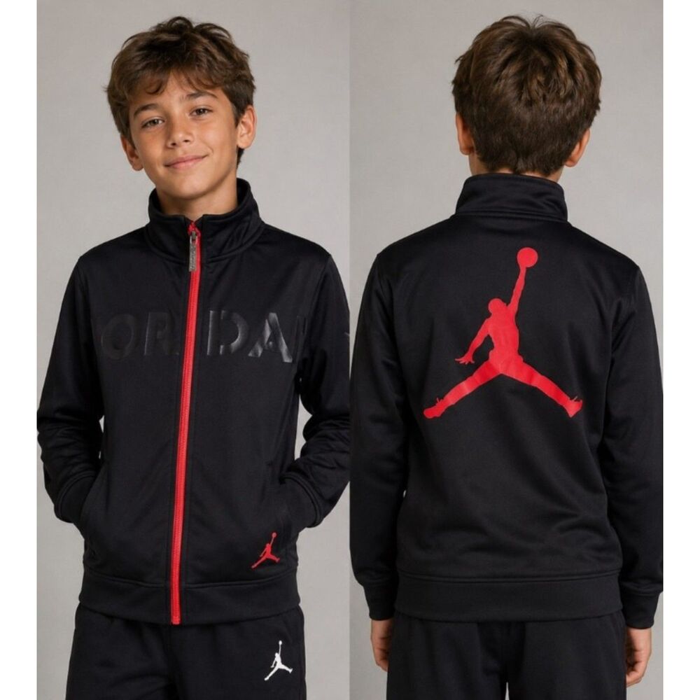 JORDAN Unisex Sz Medium Black Lightweight Full Zip LOGO Athletic Jacket Pockets